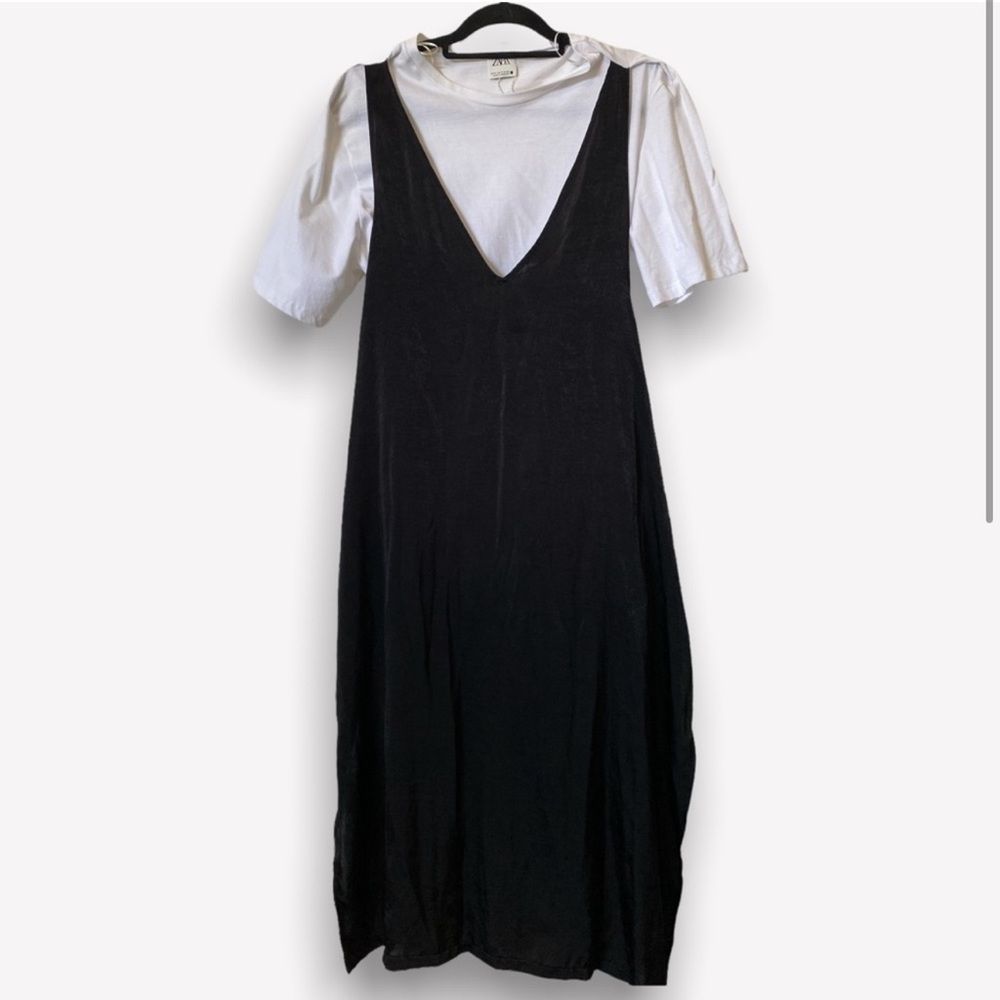 Zara Long black and white apron Dress